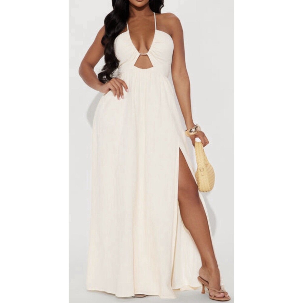 Fashion Nova Sierra Gauze Maxi Dress - Cream